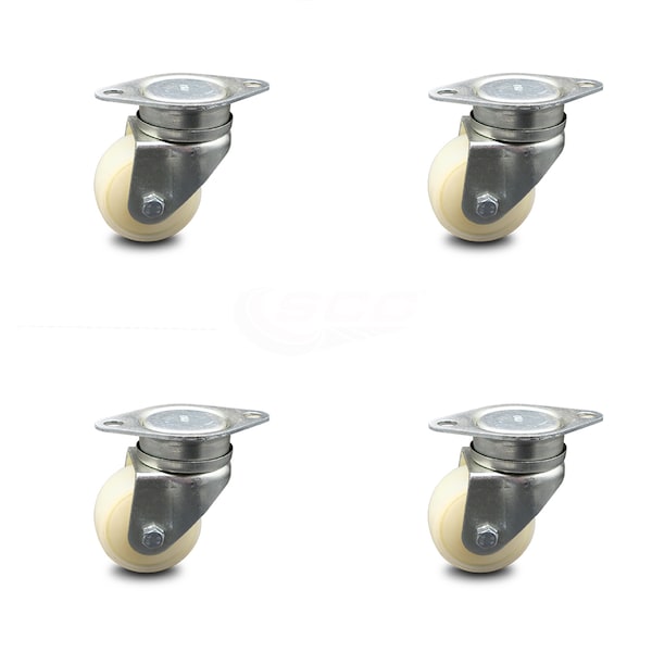 70mm Metric Swivel Top Plate Caster with Nylon Wheel 350 lbs. Cap. Per, 4PK